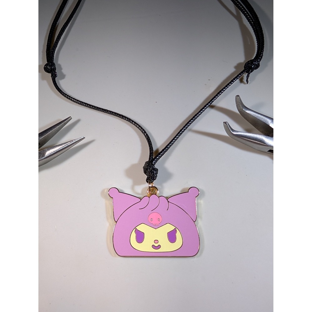 Sanrio Kuromi Dumpling Enamel Pendant Necklace Adjustable Purple‎ Pink Kawaii